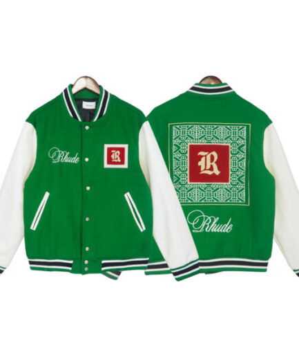 Rhude Varsity Green Jacket Marlboro Baseball Jacket