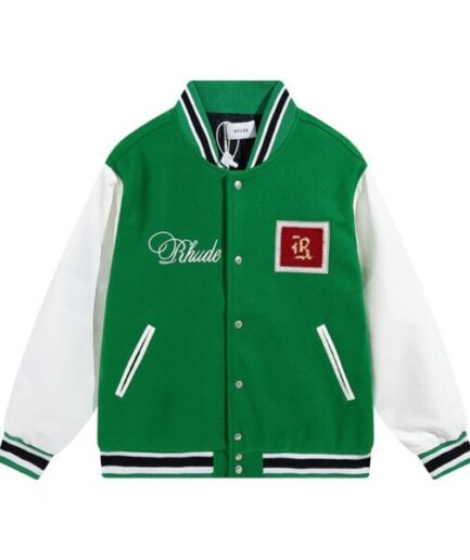 Rhude Varsity Green Jacket Marlboro Baseball Jacket